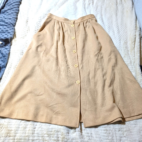 Vintage 70s Pykettes button front A-line midi skirt - Picture 1 of 7